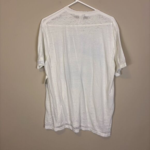 Altar’d State White Amali Coast Blue Writing Graphic Semi Sheer Oversized Tshirt - Picture 2 of 5